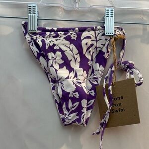 Stone Fox River Bikini Swim Bottom Kauai Purple Floral Print XS